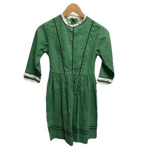 Vintage KATE GREENAWAY Green Flower Floral Lace Dress Size 12 Country